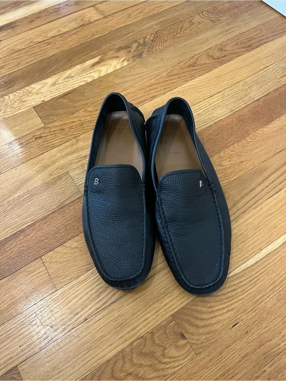Bally Black Leather Slip-On Driving Loafers